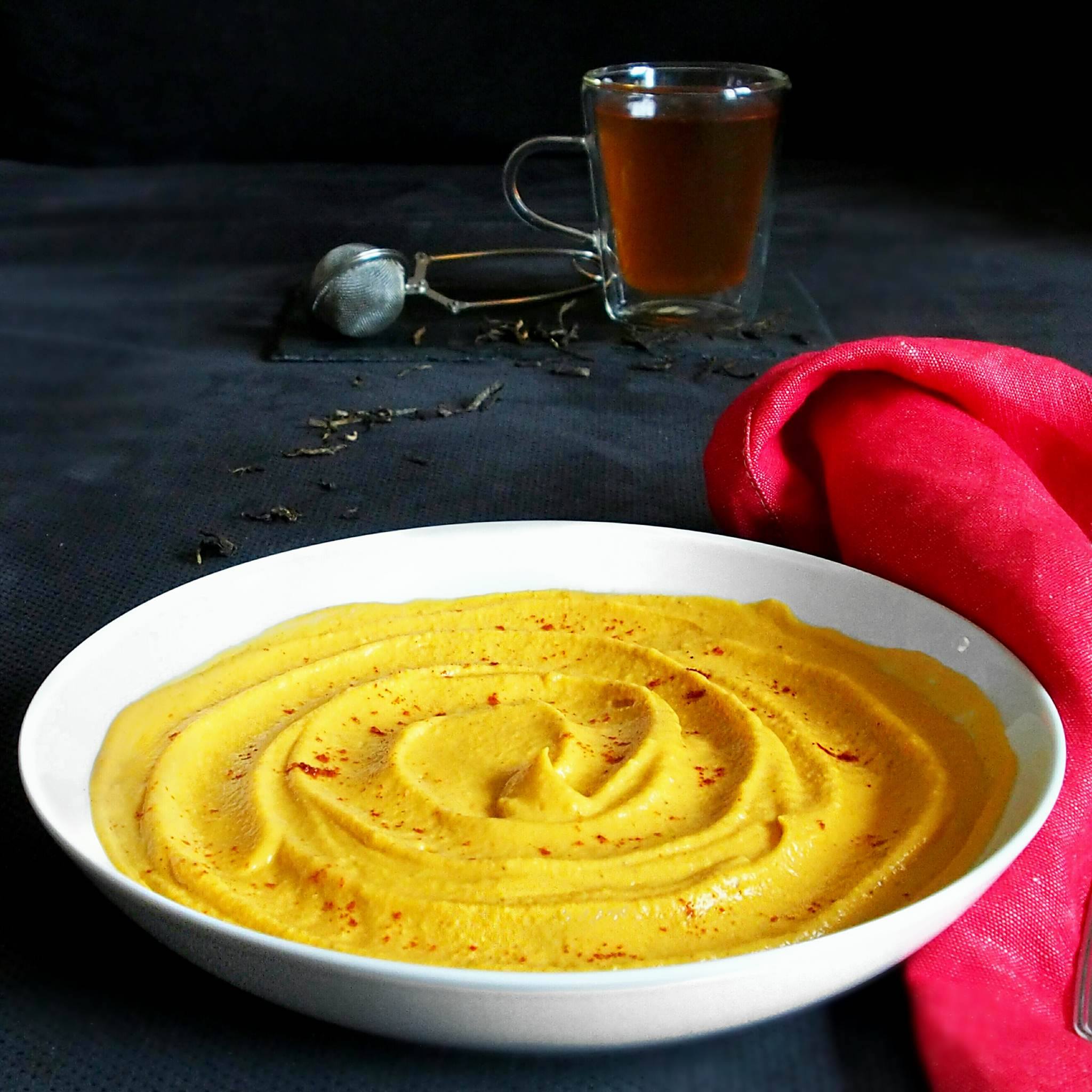 Purée de patate douce et pois chiche au lait de coco