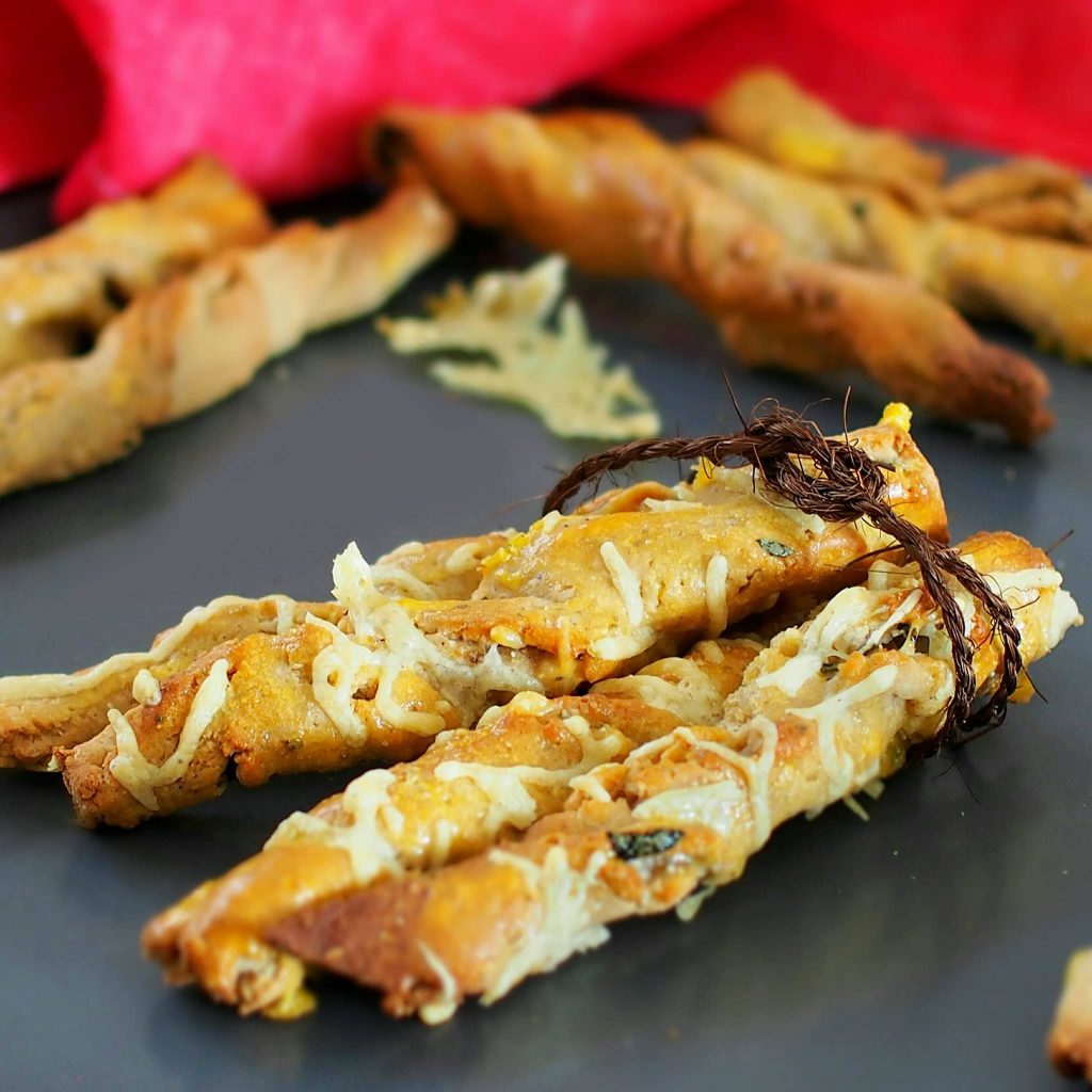 Le recette de Breadsticks ail basilic avec la pâte à pizza saine à la farine de pois chiche