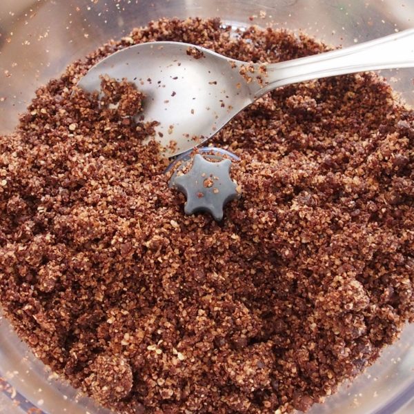 Ajoutez le cacao et les épices et mixez quelques secondes. La quantité de cacao dépend de votre penchant pour l'amertume.
